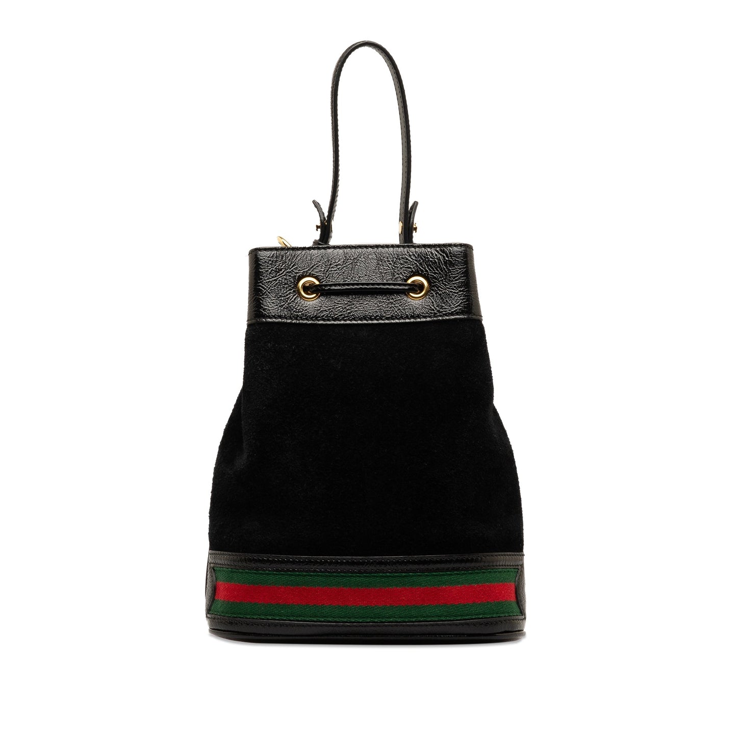 Gucci Suede Ophidia Web Bucket Bag Black