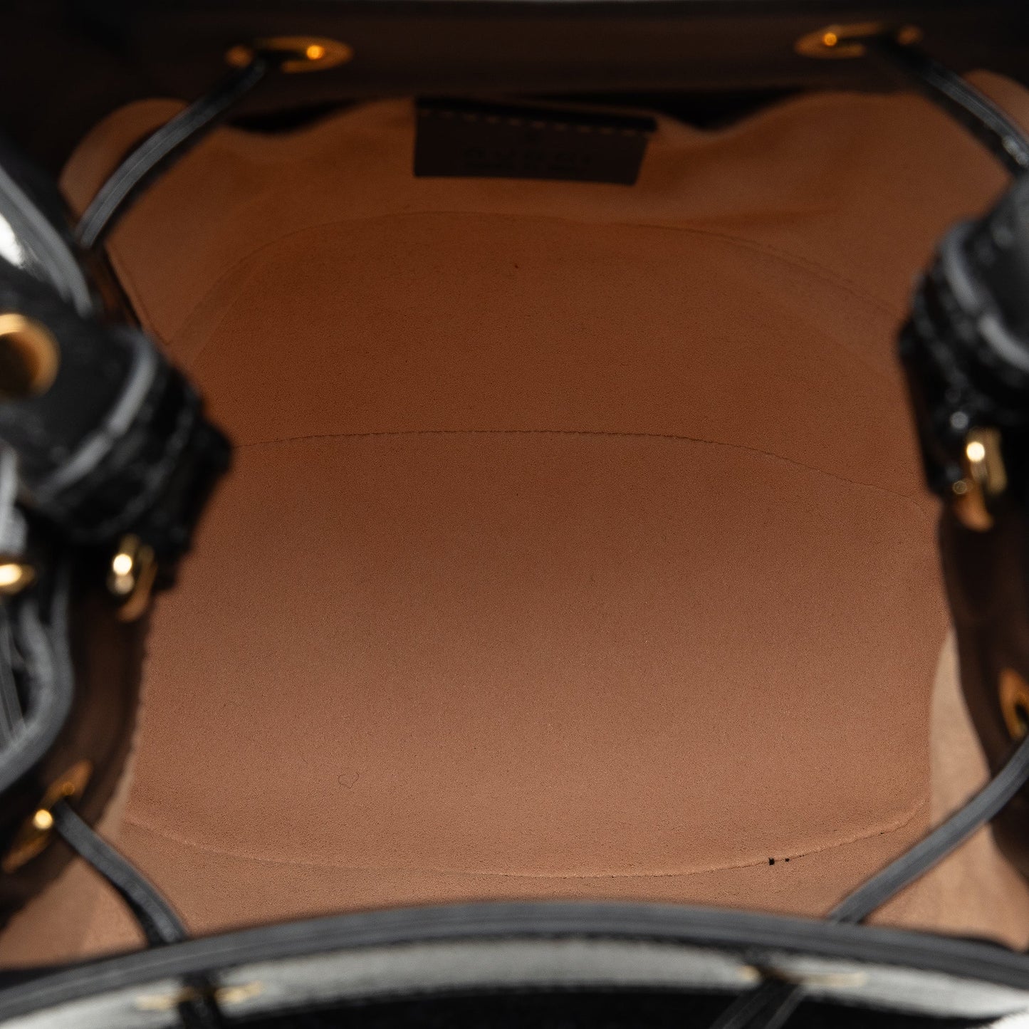 Gucci Suede Ophidia Web Bucket Bag Black