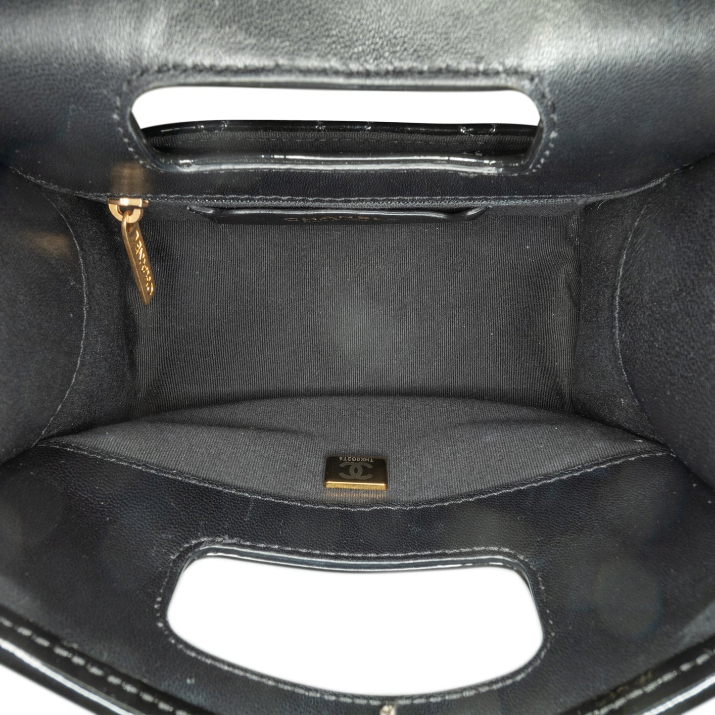 Chanel Mini Quilted Patent Graphic Catch Flap Black