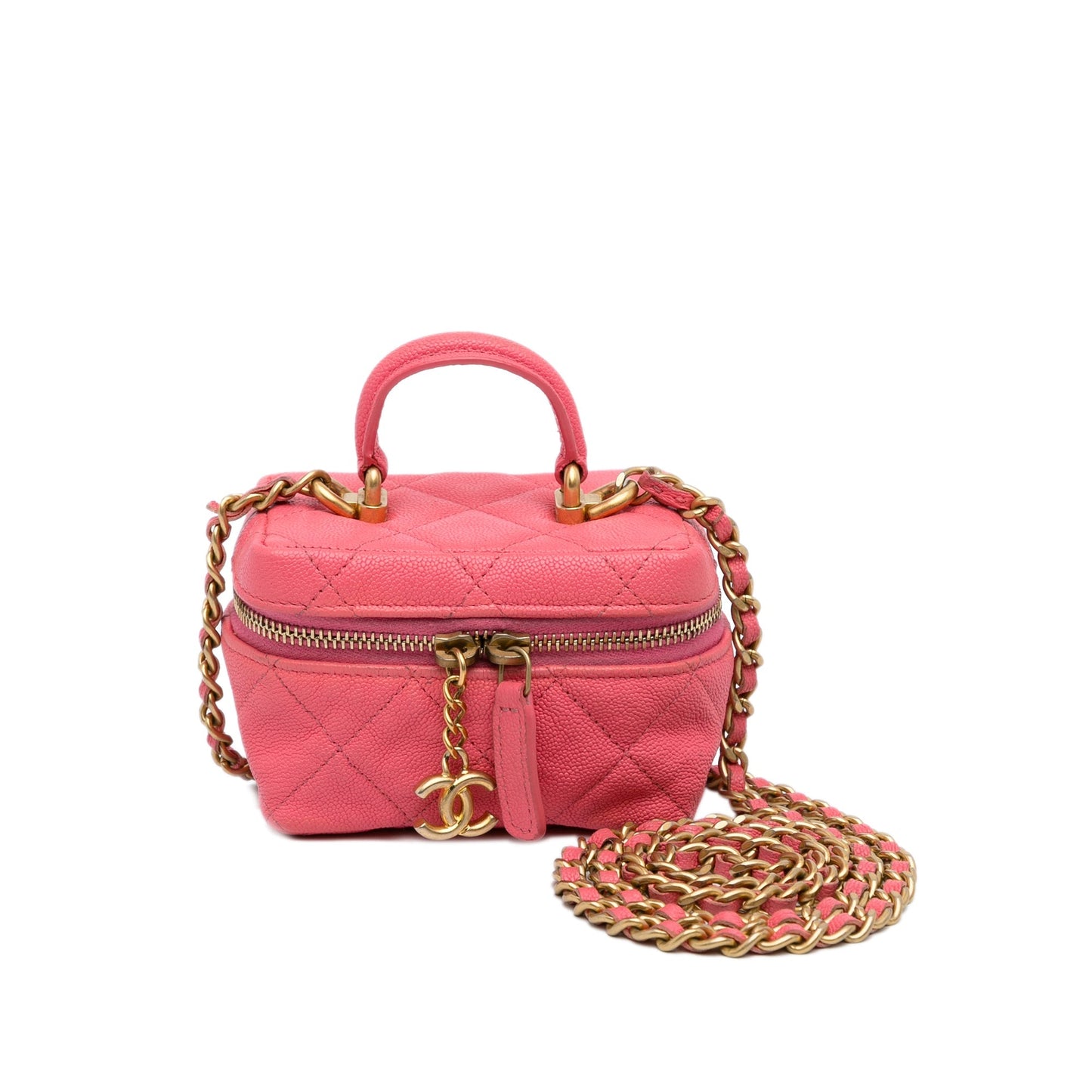 Chanel Micro Caviar Chain Vanity Bag Pink
