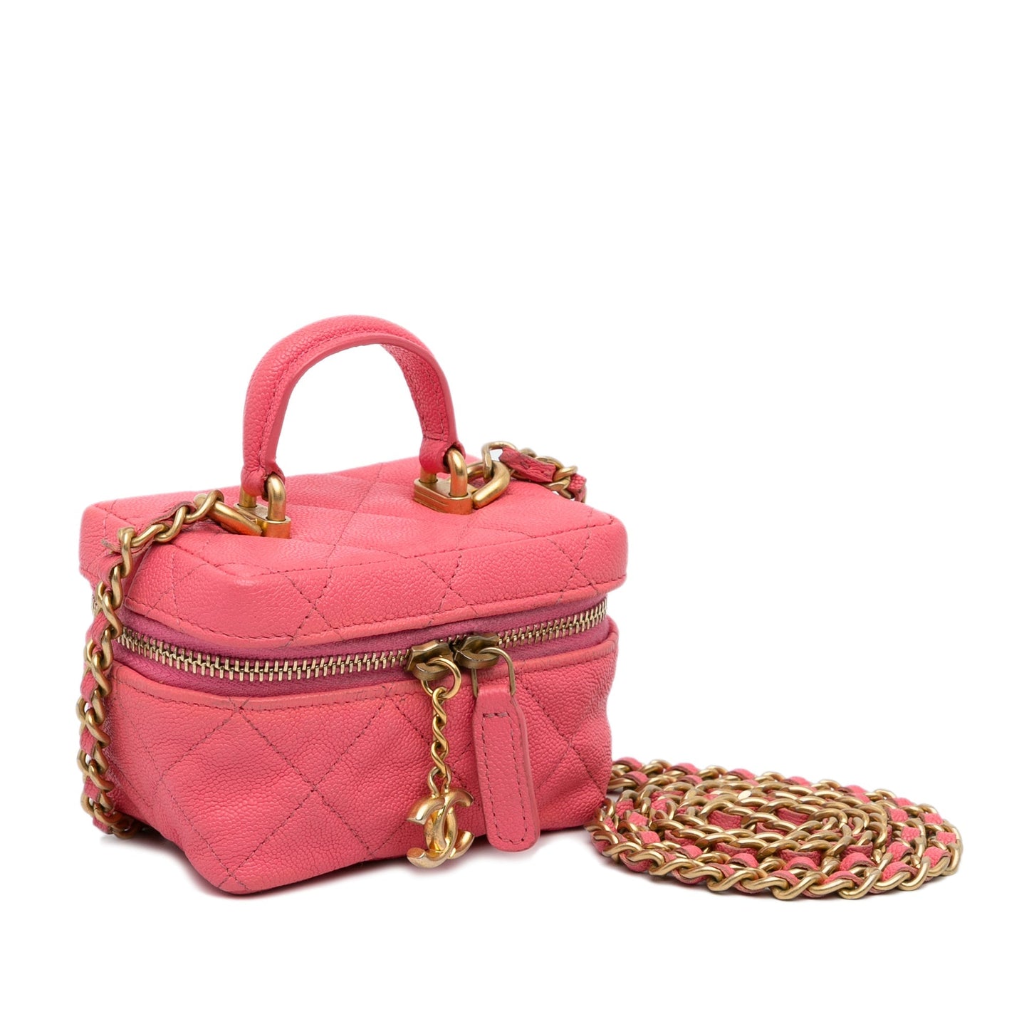Chanel Micro Caviar Chain Vanity Bag Pink
