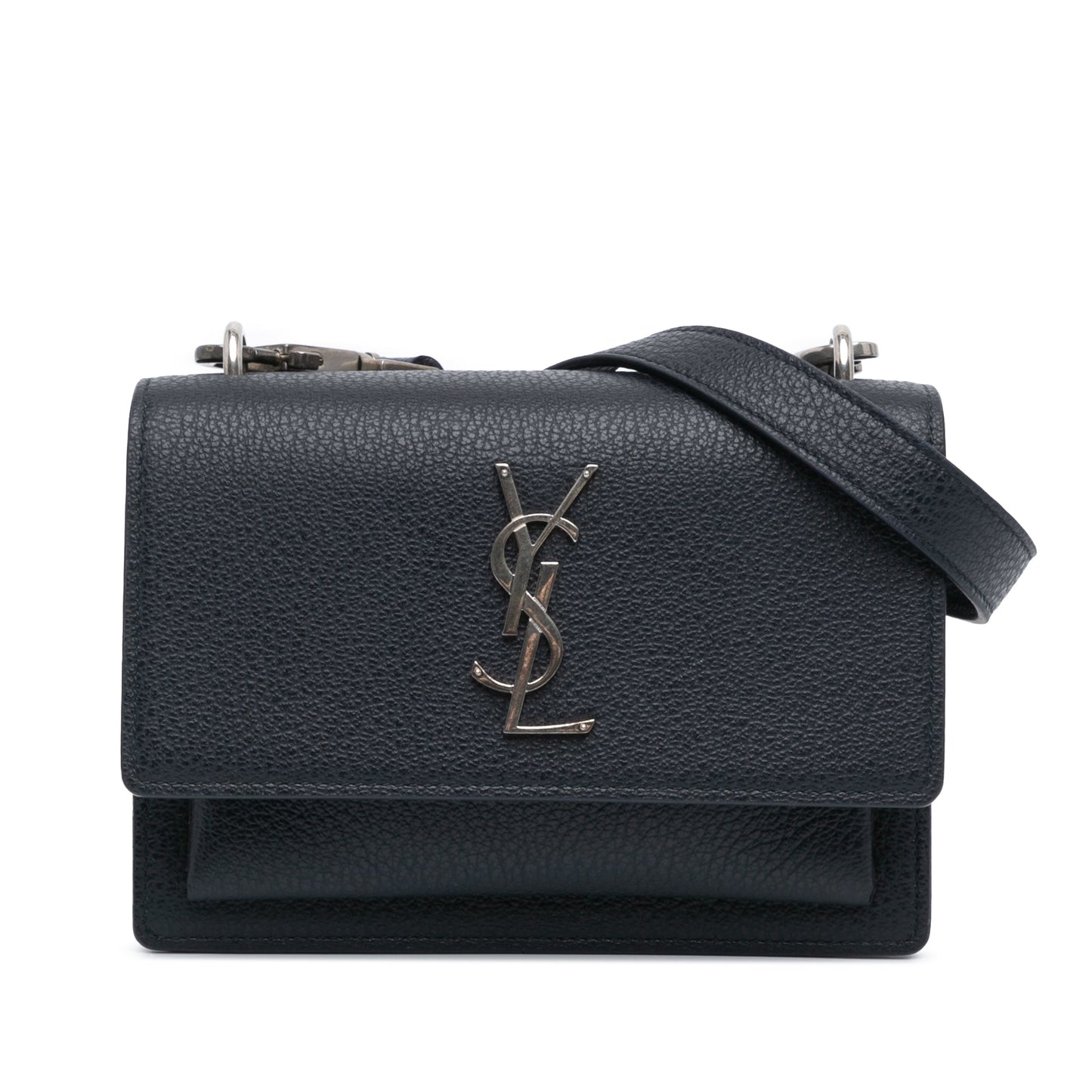 Saint Laurent Medium Grained Calfskin Monogram Sunset Crossbody Blue