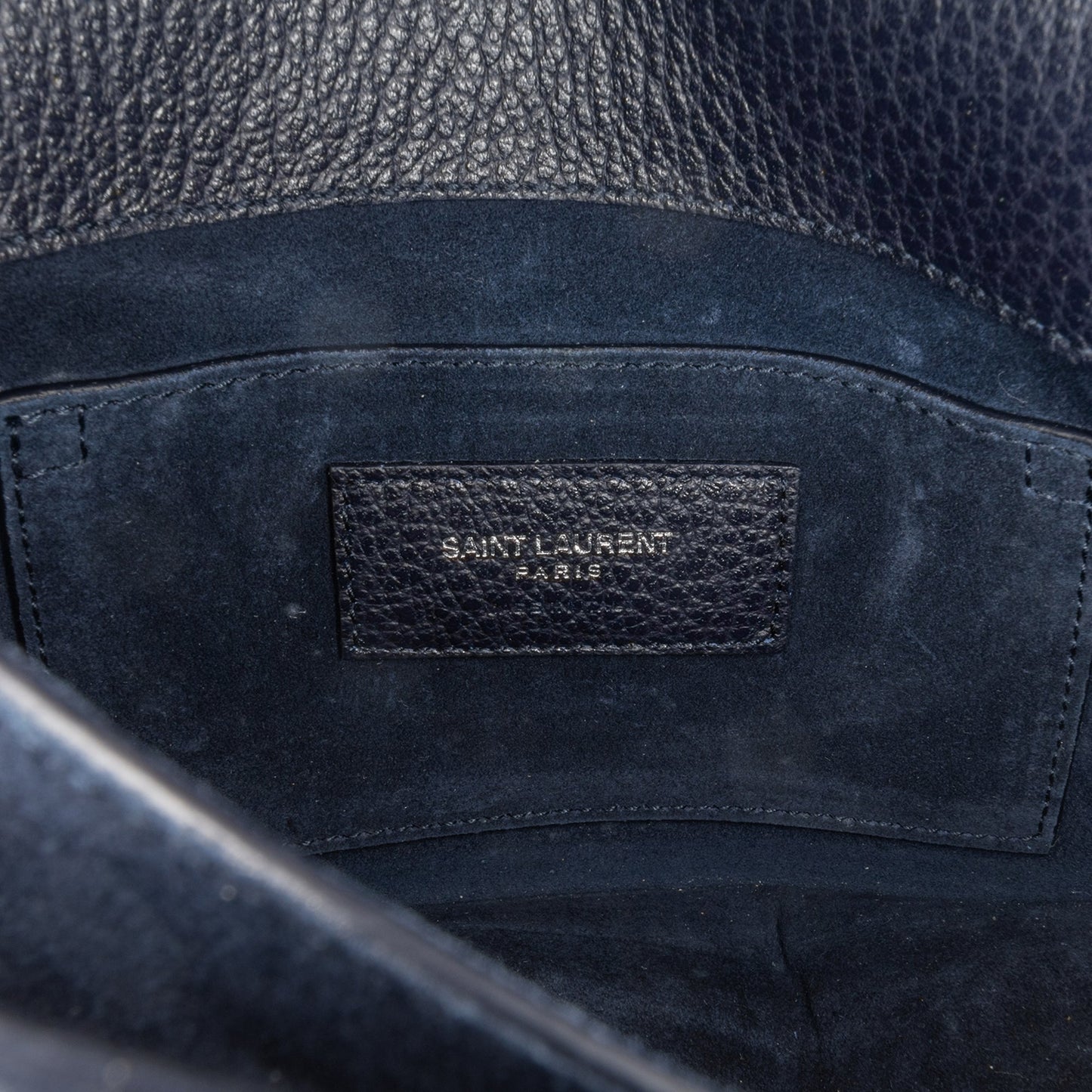 Saint Laurent Medium Grained Calfskin Monogram Sunset Crossbody Blue
