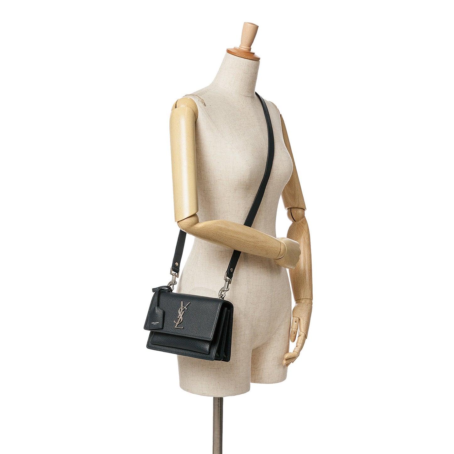 Saint Laurent Medium Grained Calfskin Monogram Sunset Crossbody Blue