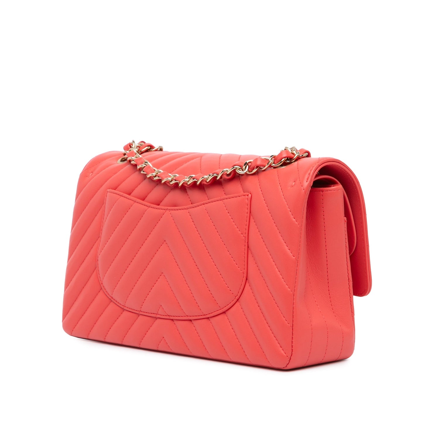 Chanel Medium Classic Chevron Lambskin Double Flap Red