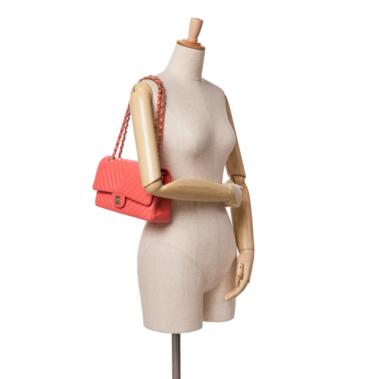 Chanel Medium Classic Chevron Lambskin Double Flap Red