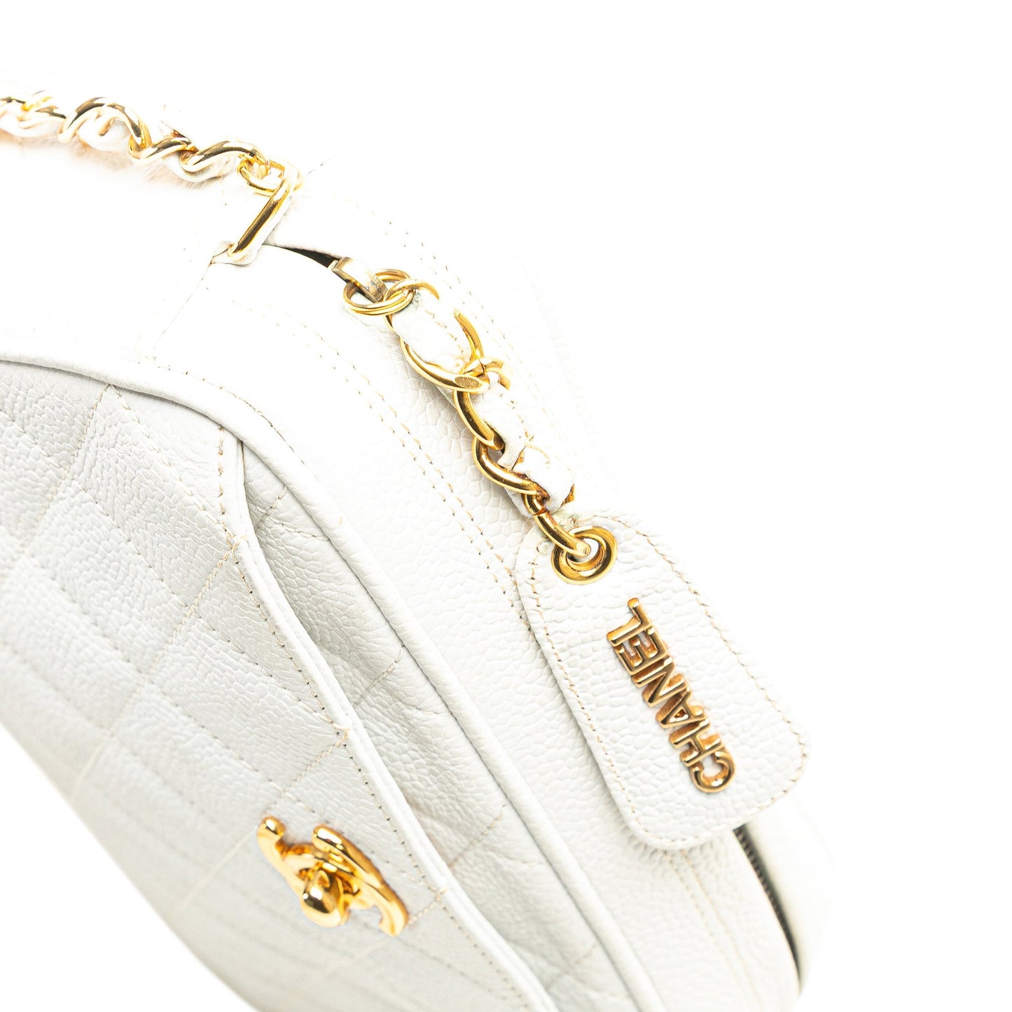 Chanel Quilted Caviar CC Camera Bag White