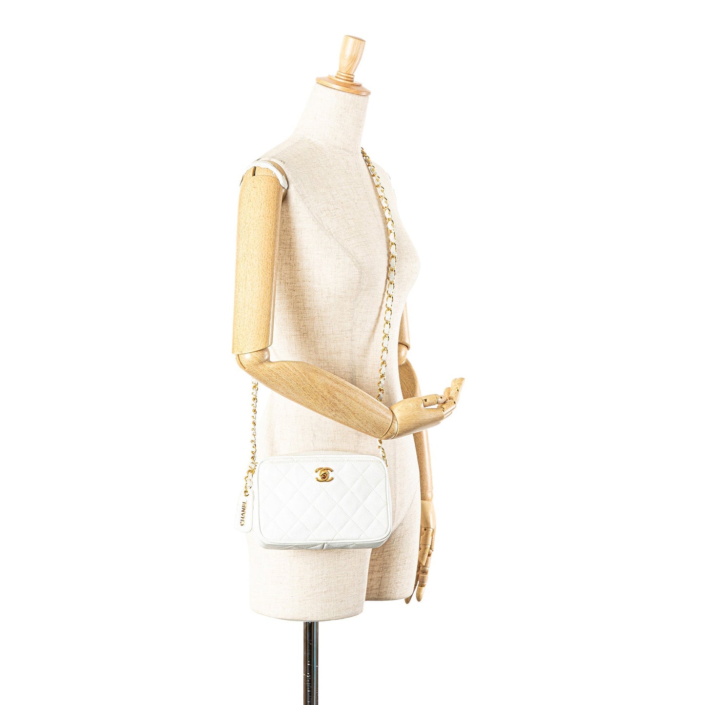Chanel Quilted Caviar CC Camera Bag White