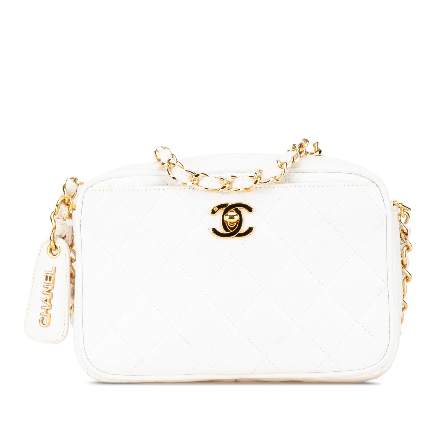 Chanel Quilted Caviar CC Camera Bag White
