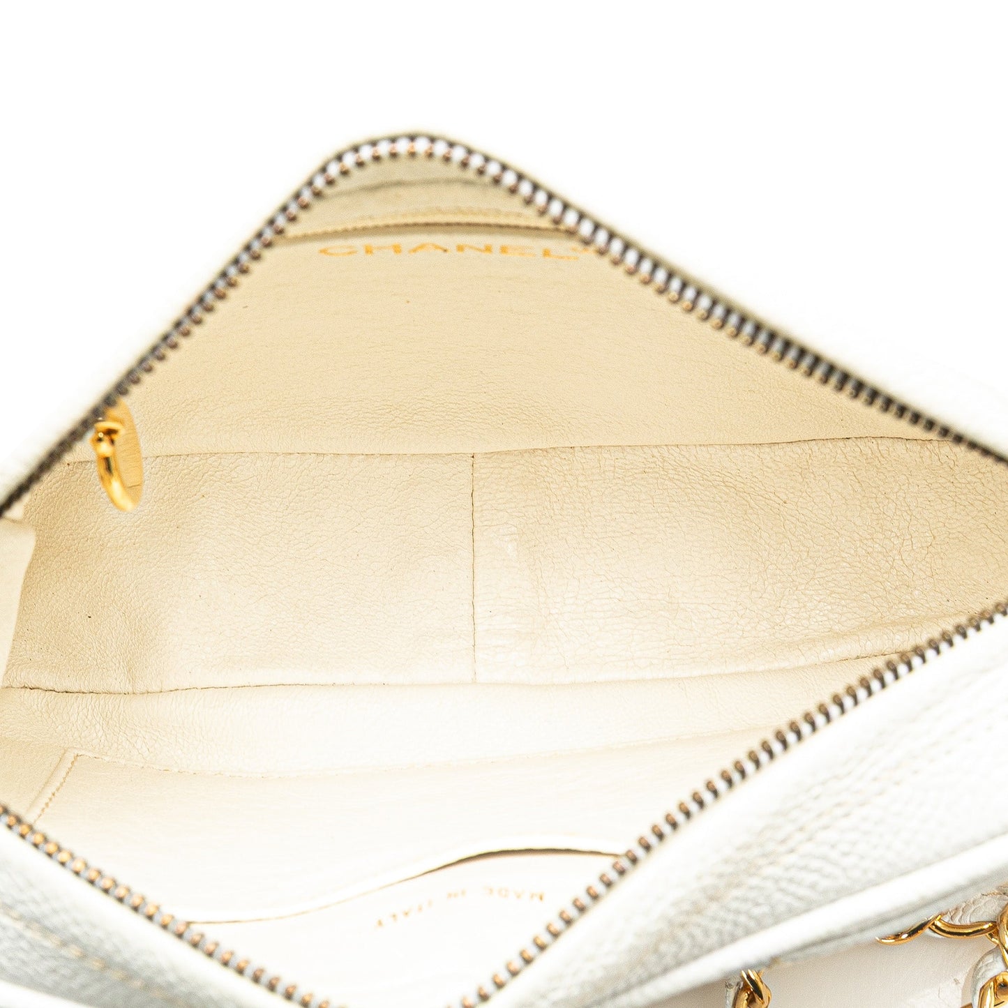 Chanel Quilted Caviar CC Camera Bag White