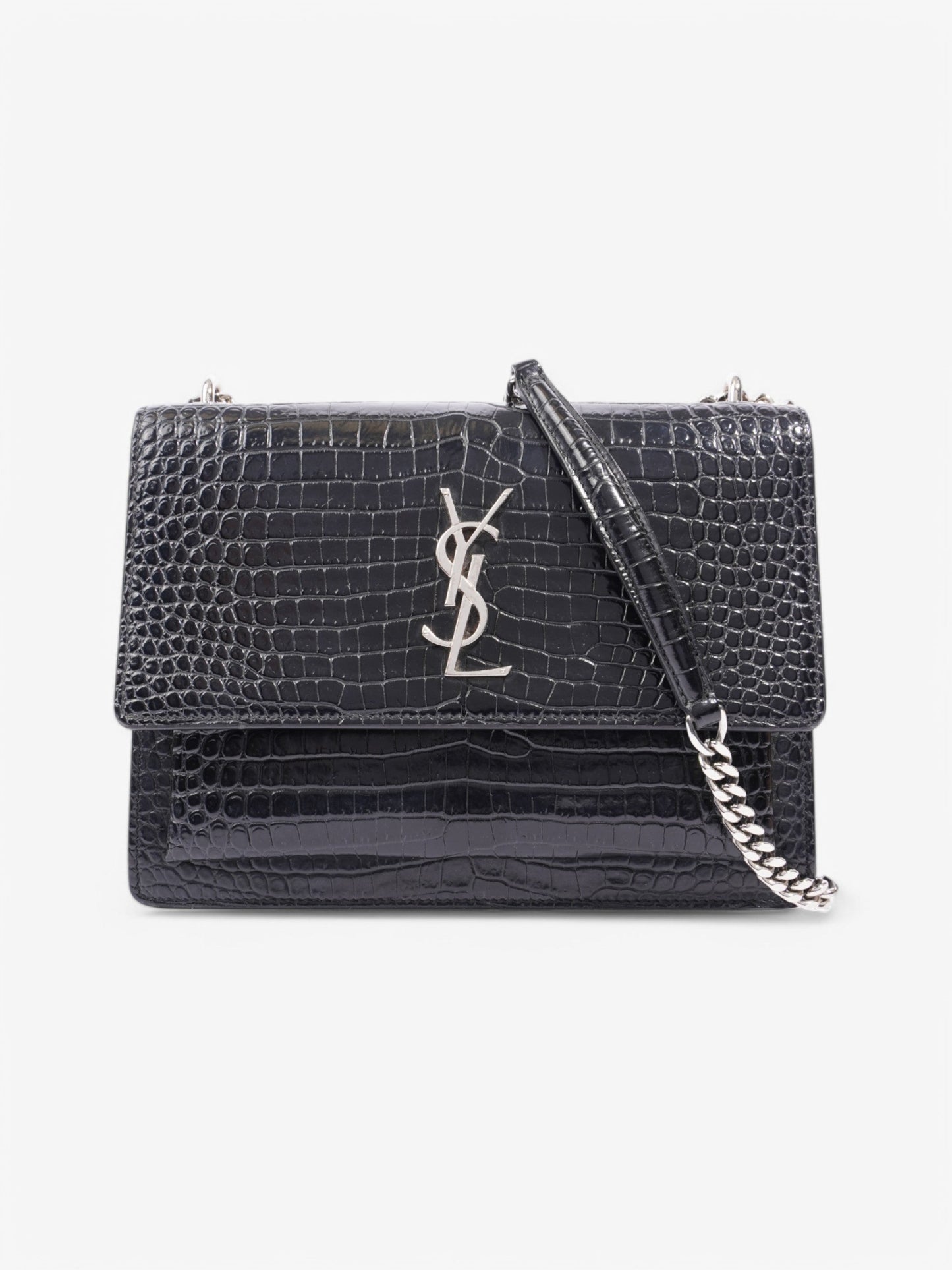 Saint Laurent Sunset Black Embossed Leather Medium