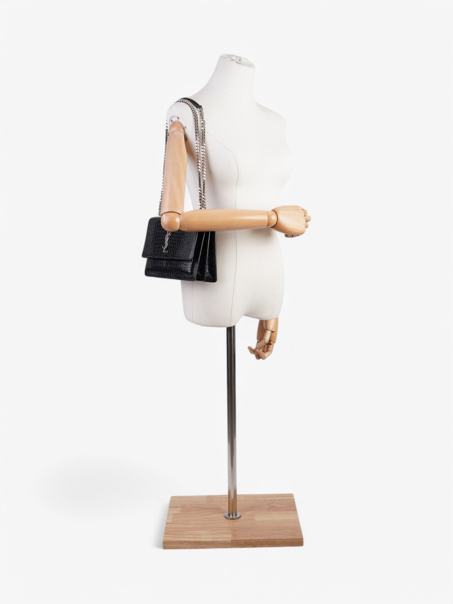 Saint Laurent Sunset Black Embossed Leather Medium