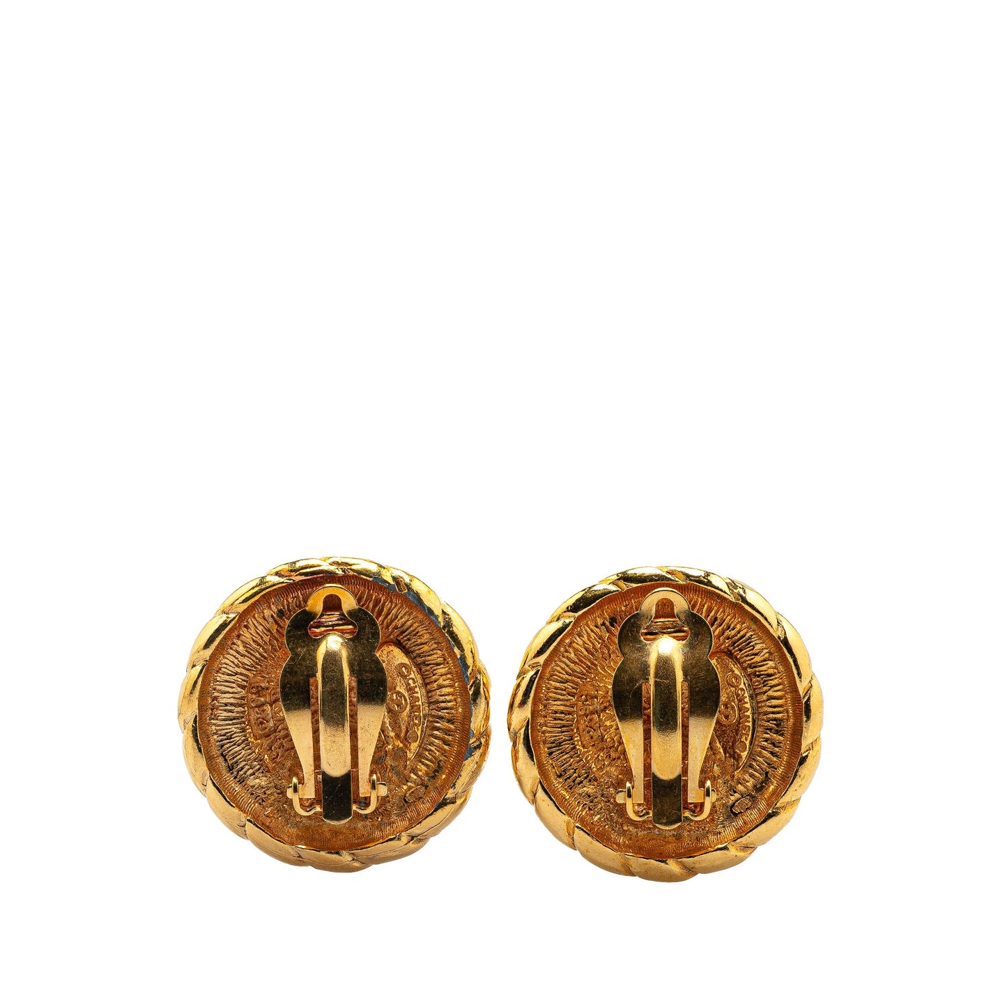 Chanel Gold Plated CC Round Clip on Earrings Gold