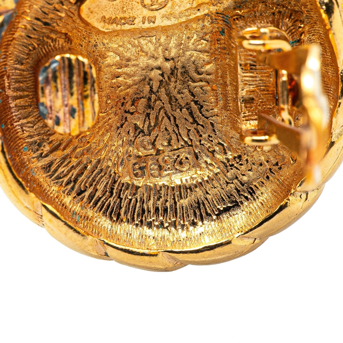 Chanel Gold Plated CC Round Clip on Earrings Gold