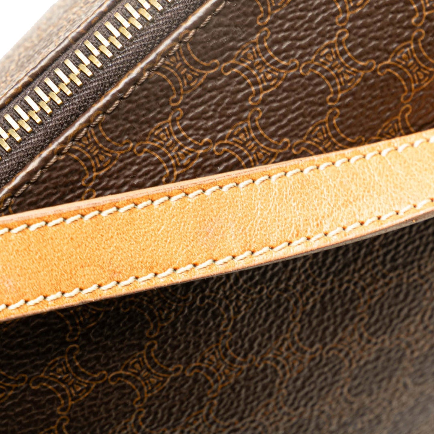 Celine Macadam Coated Canvas Shoulder Bag Brown