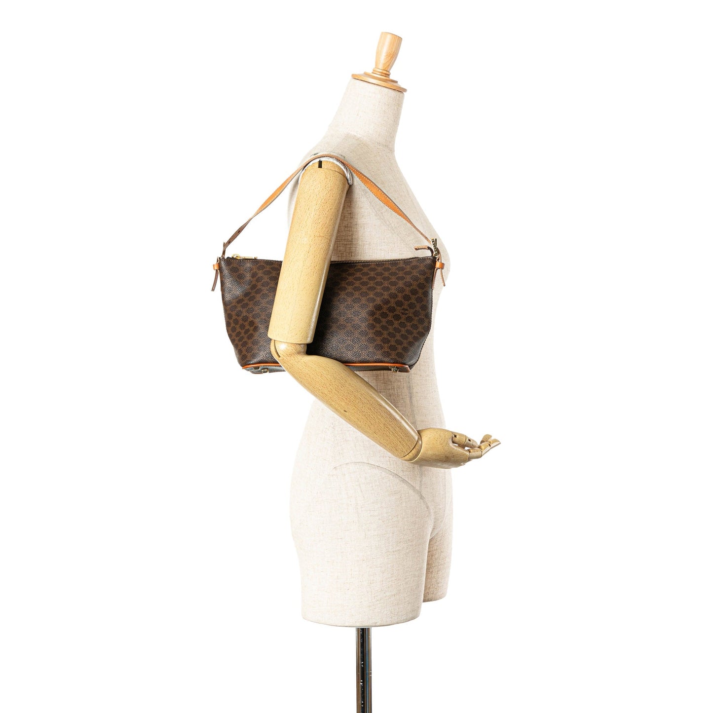 Celine Macadam Coated Canvas Shoulder Bag Brown