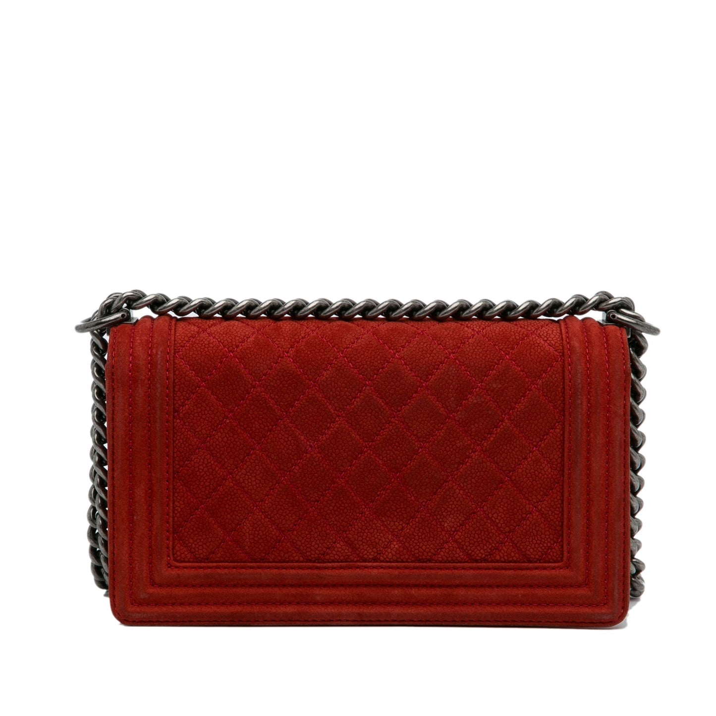Chanel Old Medium Quilted Caviar Boy Flap Red