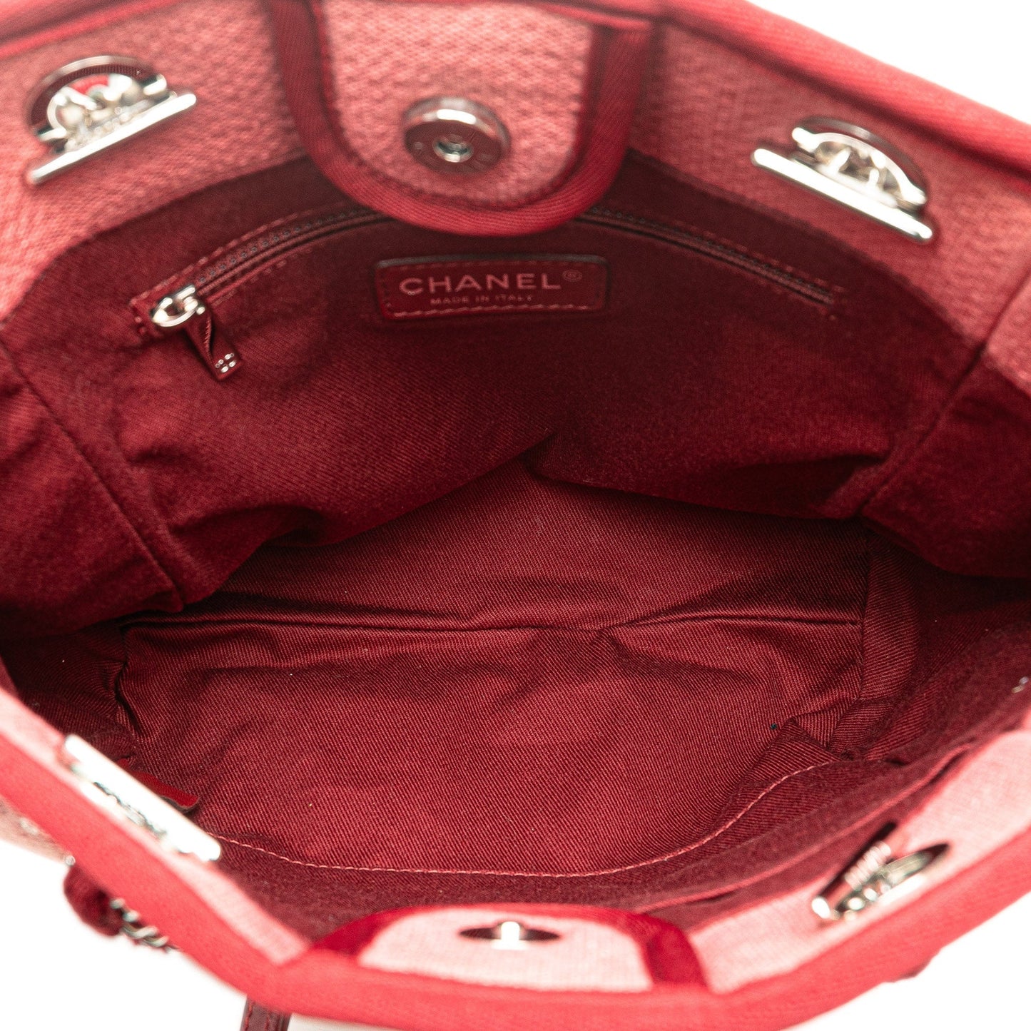 Chanel Mini Canvas Deauville Tote Red