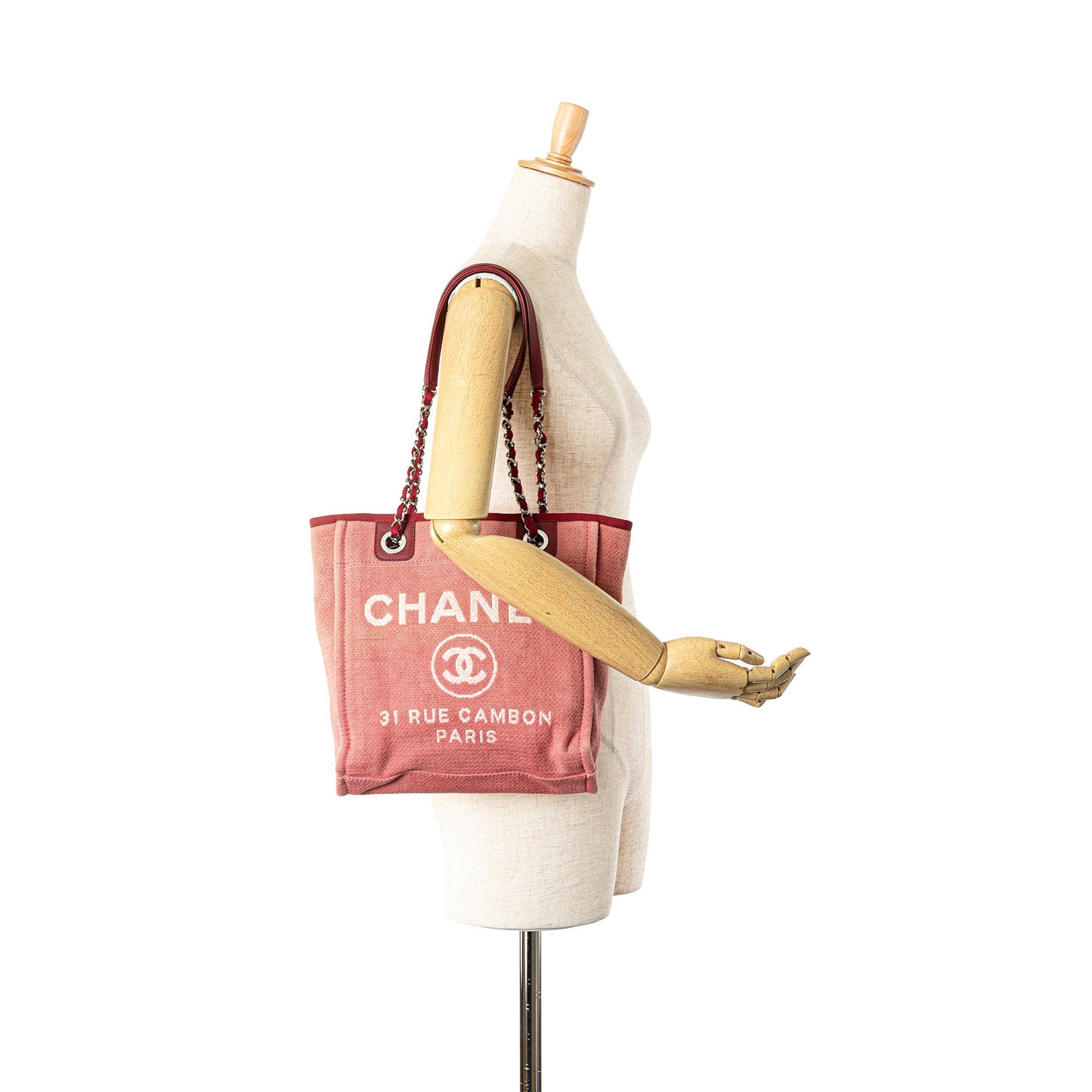 Chanel Mini Canvas Deauville Tote Red