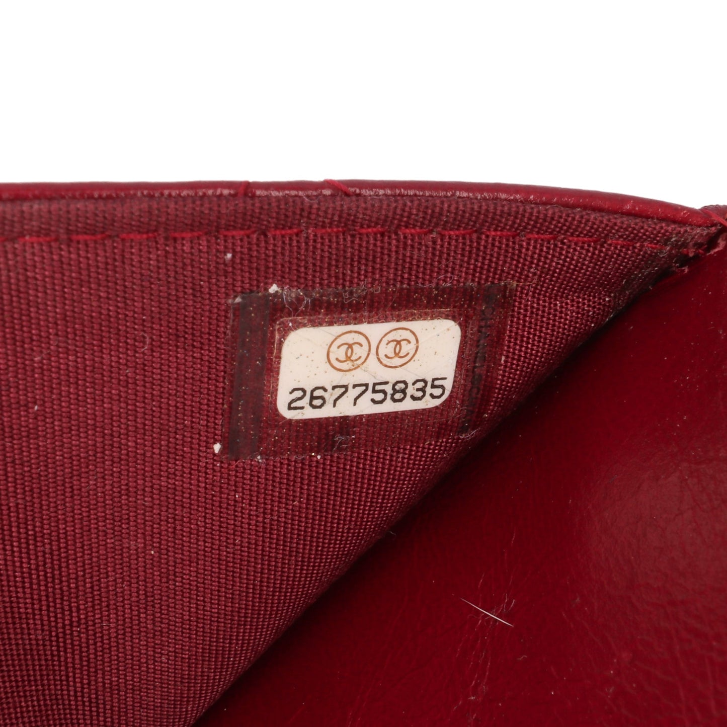 Chanel Stitched Goatskin Golden CC Wallet On Chain Red