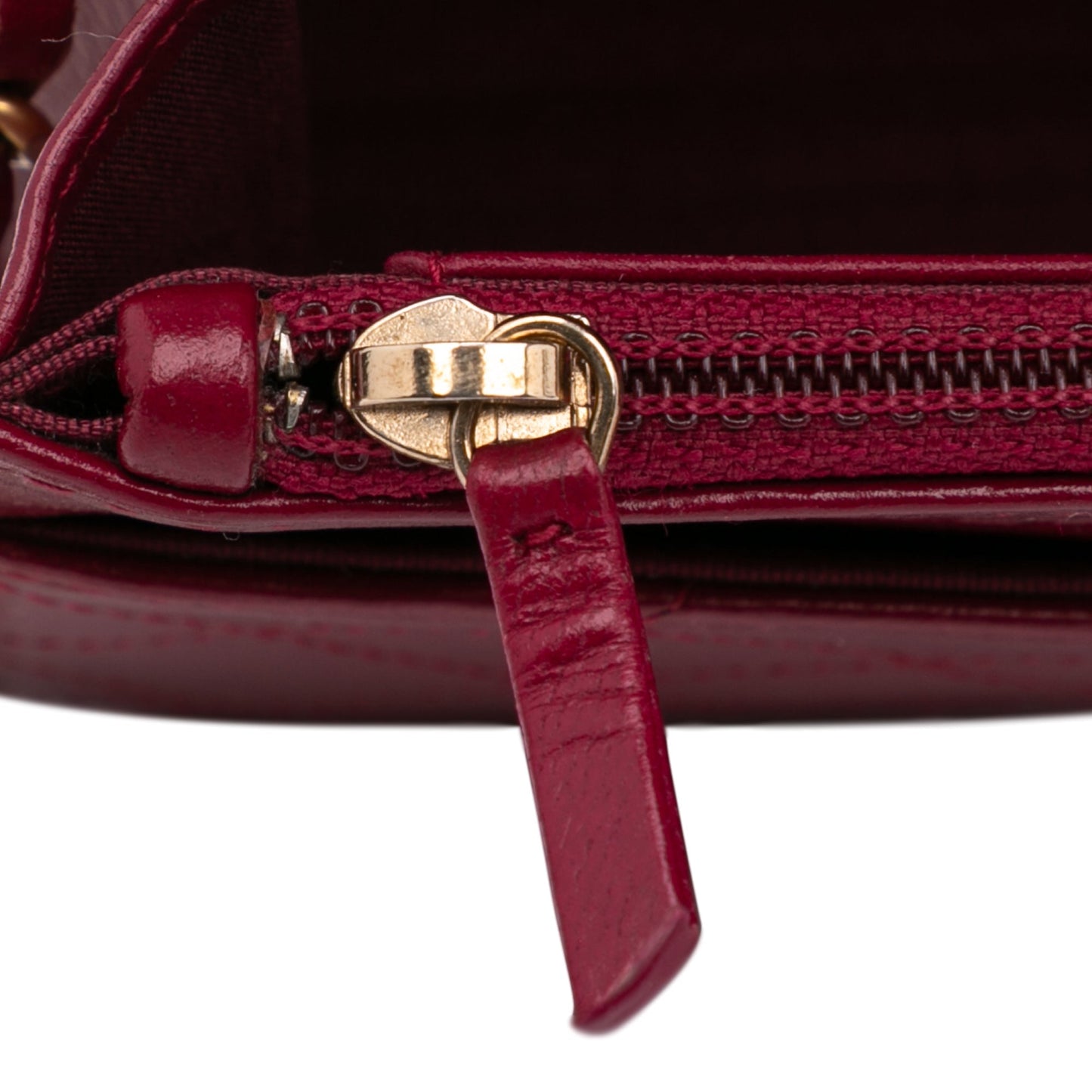 Chanel Stitched Goatskin Golden CC Wallet On Chain Red