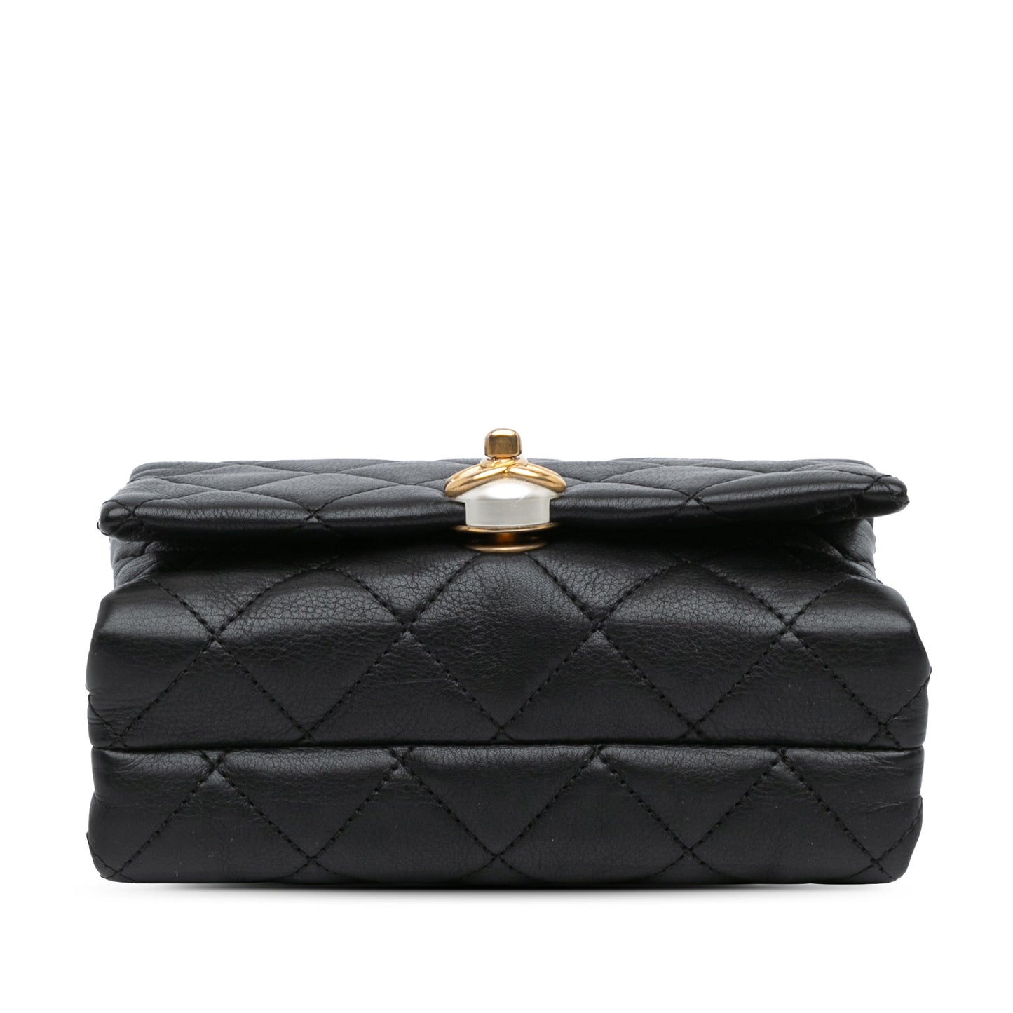 Chanel Mini Quilted Calfskin Pearl CC Accordion Flap Black