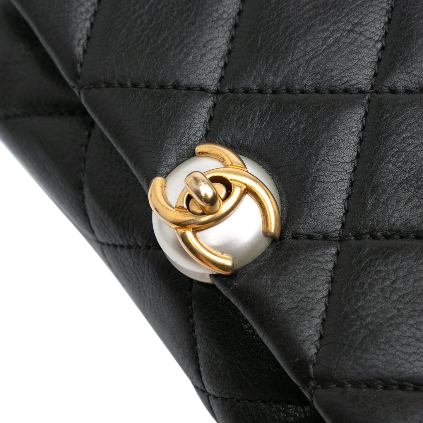 Chanel Mini Quilted Calfskin Pearl CC Accordion Flap Black
