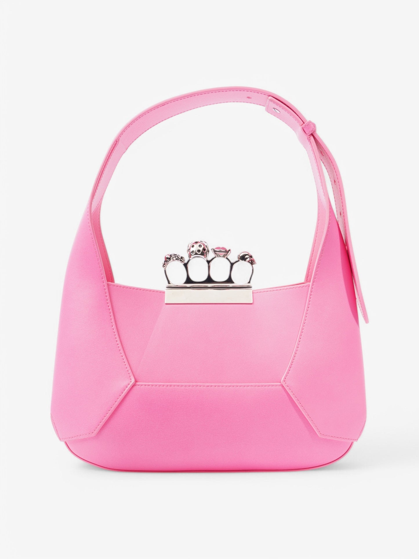Alexander McQueen Hobo bag Neon Pink Leather 30 19 5