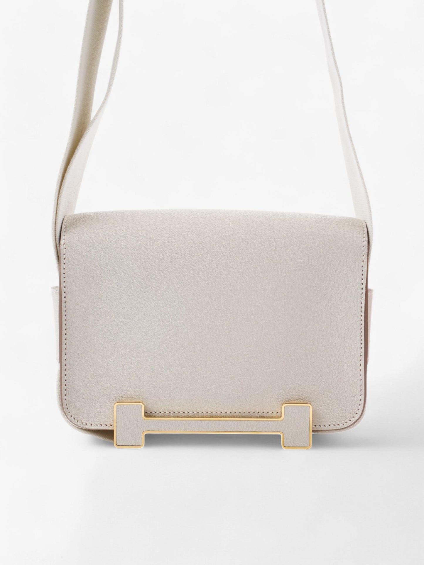 Hermes Geta Bag Mushroom Chevre Leather