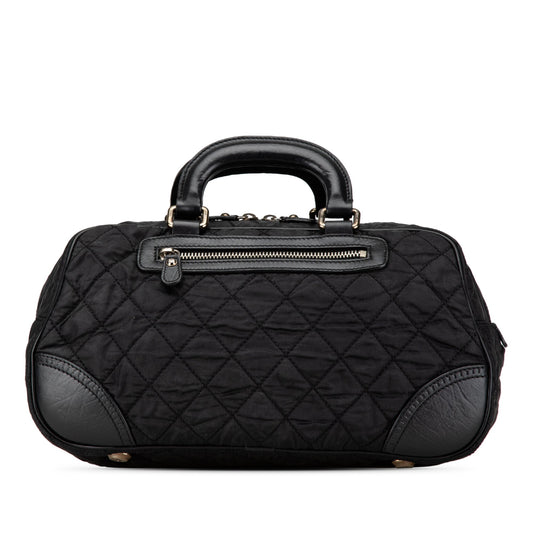 Chanel Paris New York Quilted Nylon Duffle Handbag Black