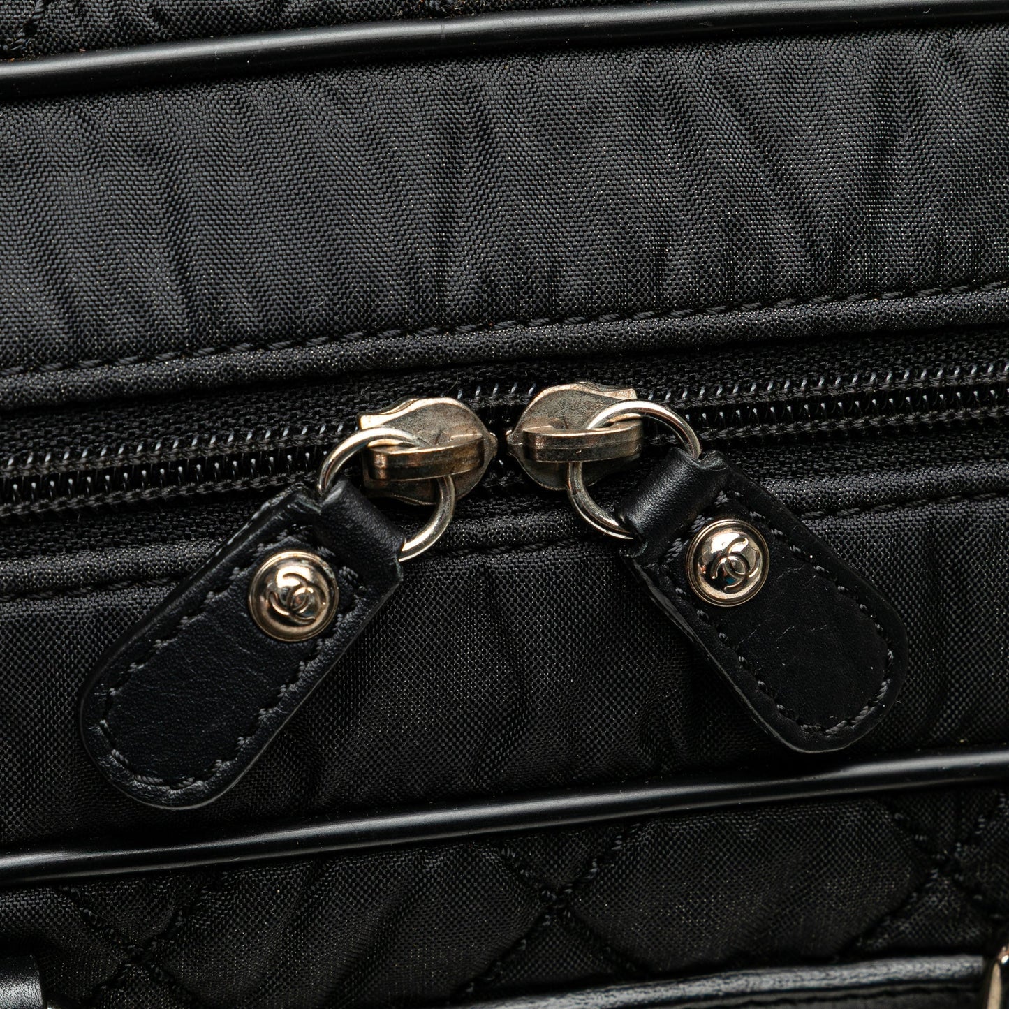 Chanel Paris New York Quilted Nylon Duffle Handbag Black