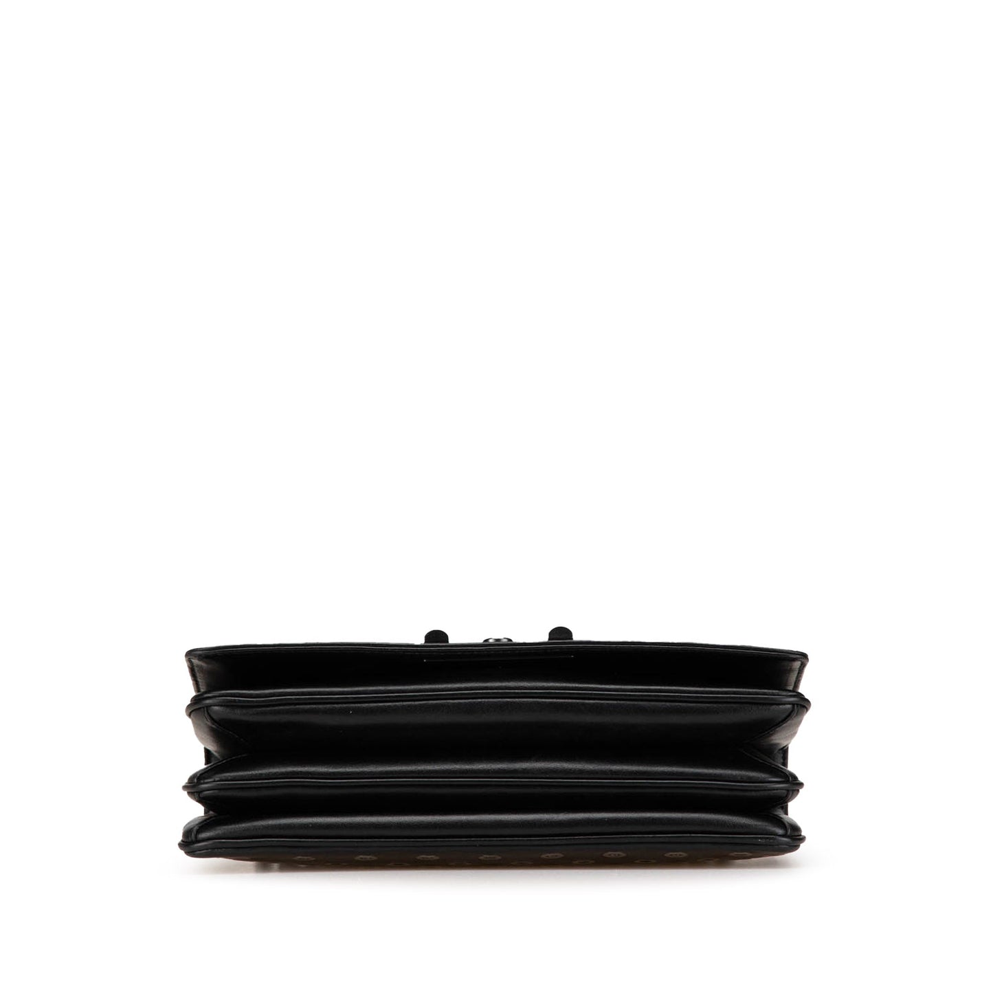Prada Soft Calf Grommet Lock Flap Chain Shoulder Bag Black