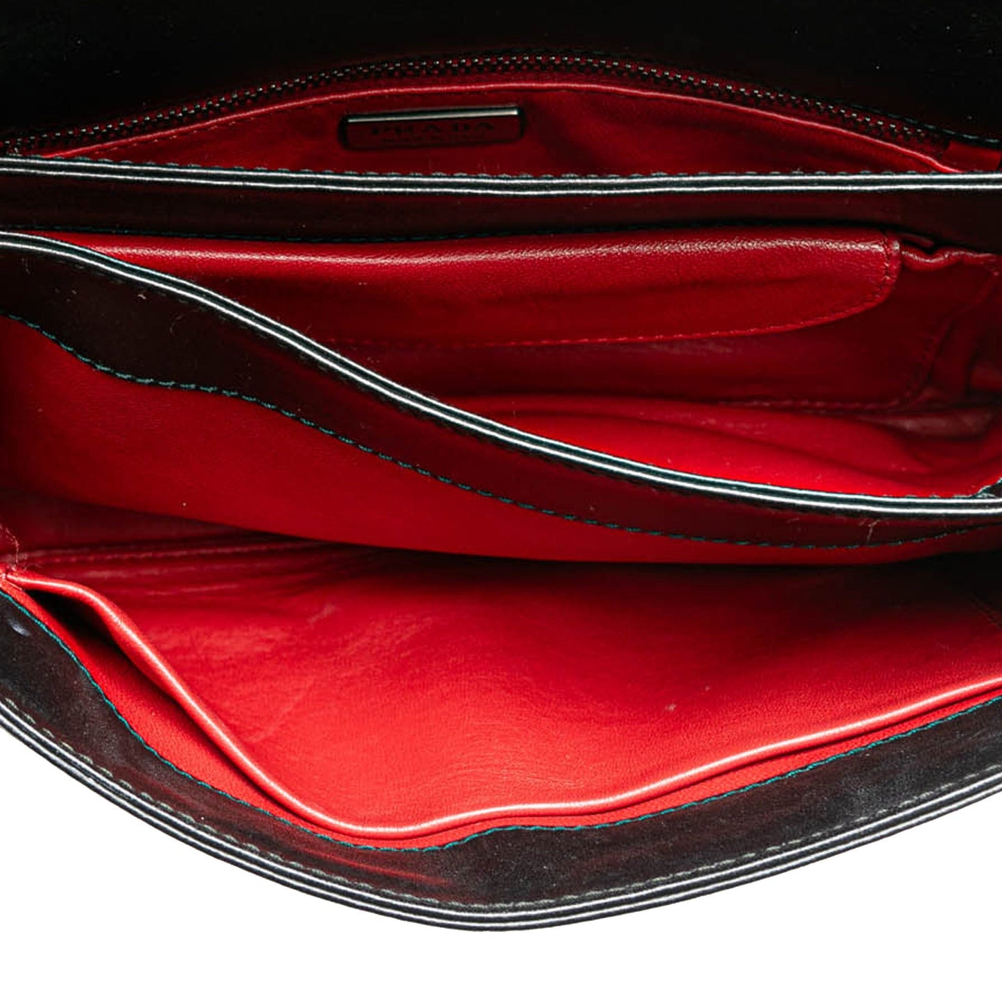 Prada Soft Calf Grommet Lock Flap Chain Shoulder Bag Black