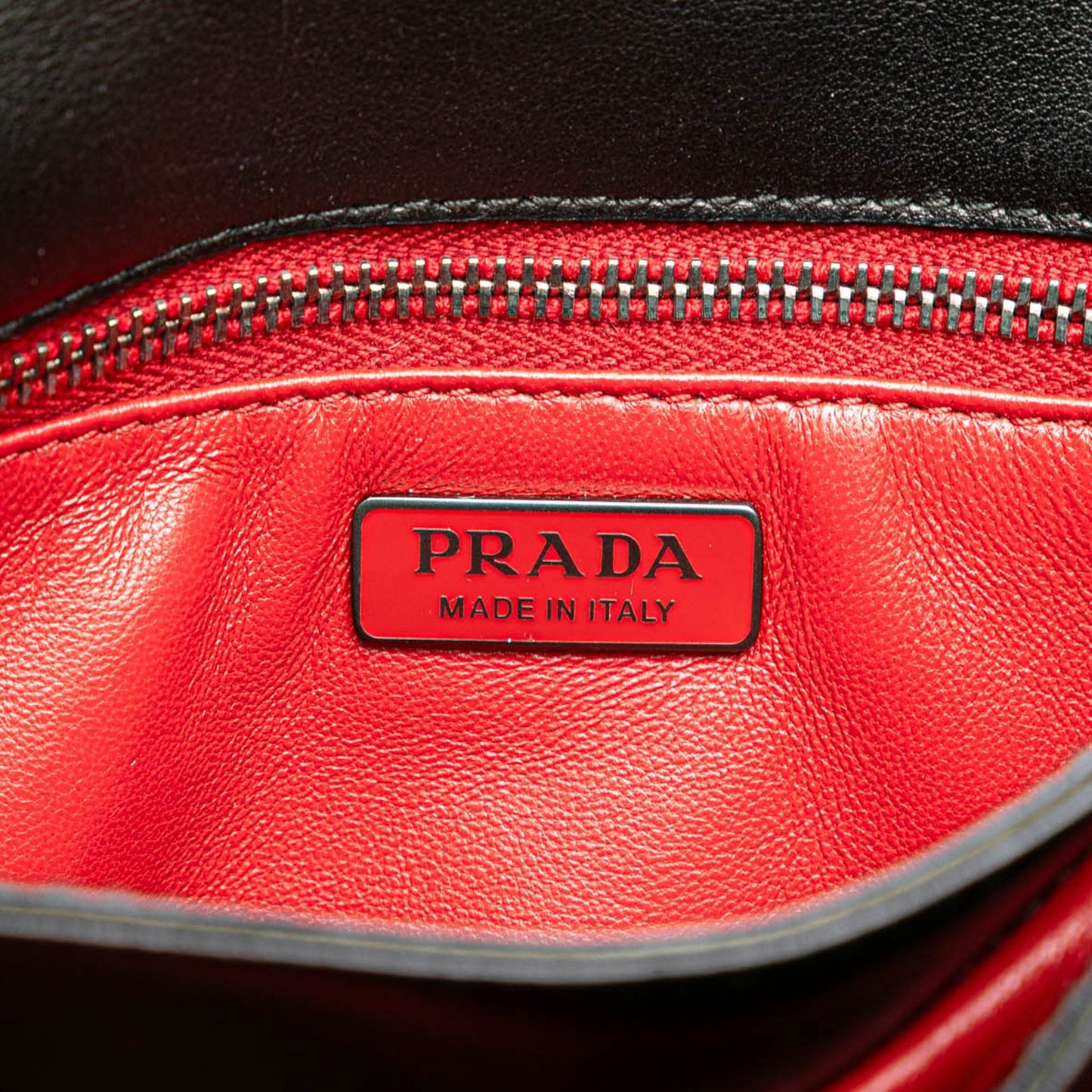 Prada Soft Calf Grommet Lock Flap Chain Shoulder Bag Black