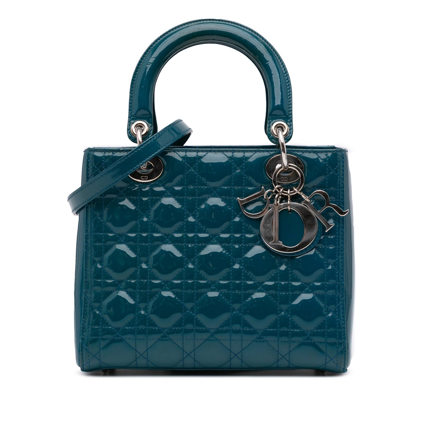 Dior Medium Patent Cannage Lady Dior Blue