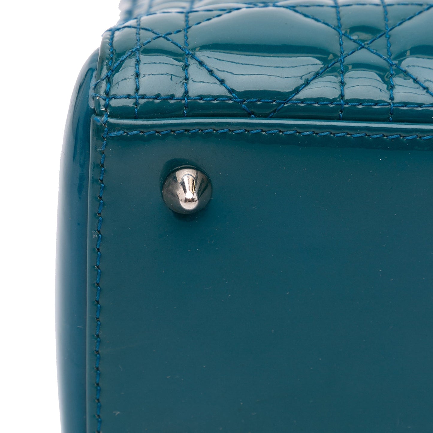 Dior Medium Patent Cannage Lady Dior Blue