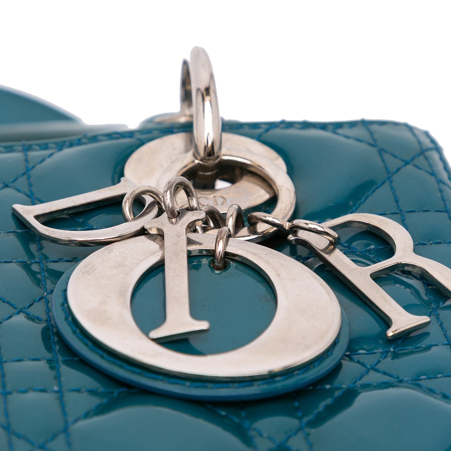 Dior Medium Patent Cannage Lady Dior Blue