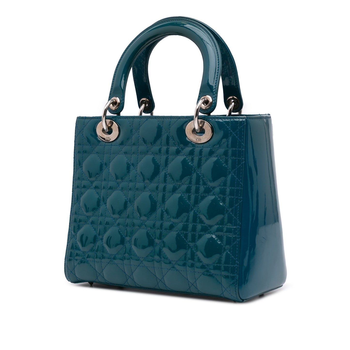 Dior Medium Patent Cannage Lady Dior Blue