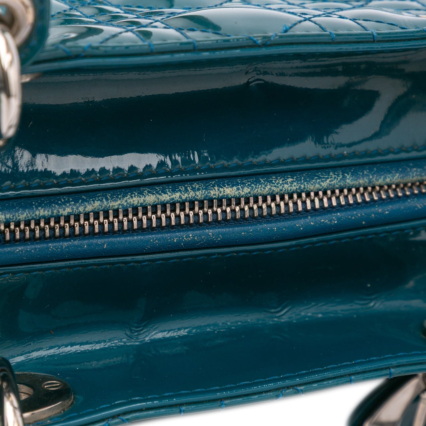 Dior Medium Patent Cannage Lady Dior Blue