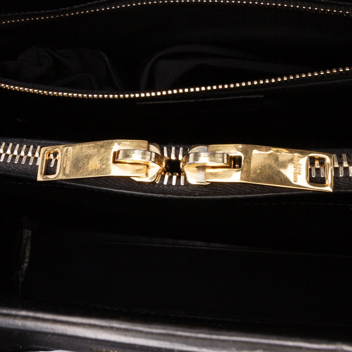 Saint Laurent Small Bicolor Leather Sac de Jour Satchel White