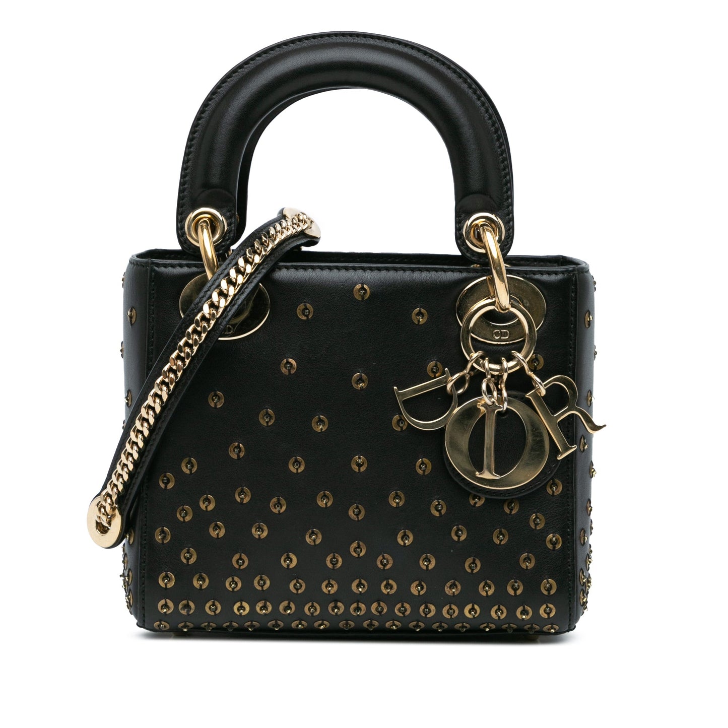 Dior Mini Calfskin Embellished Lady Dior Black