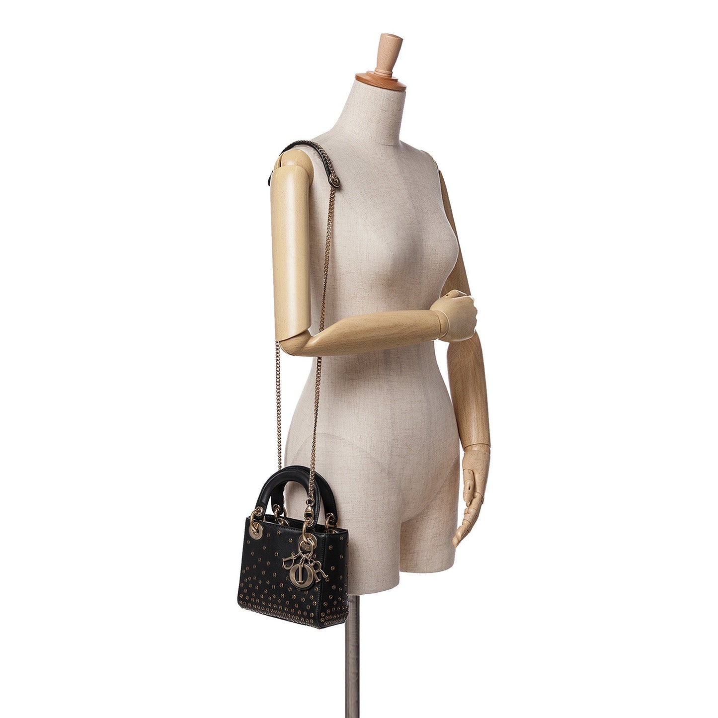 Dior Mini Calfskin Embellished Lady Dior Black