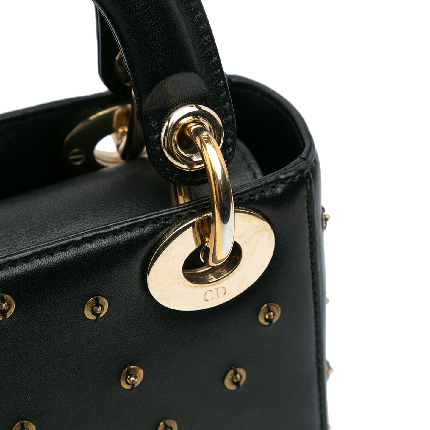 Dior Mini Calfskin Embellished Lady Dior Black