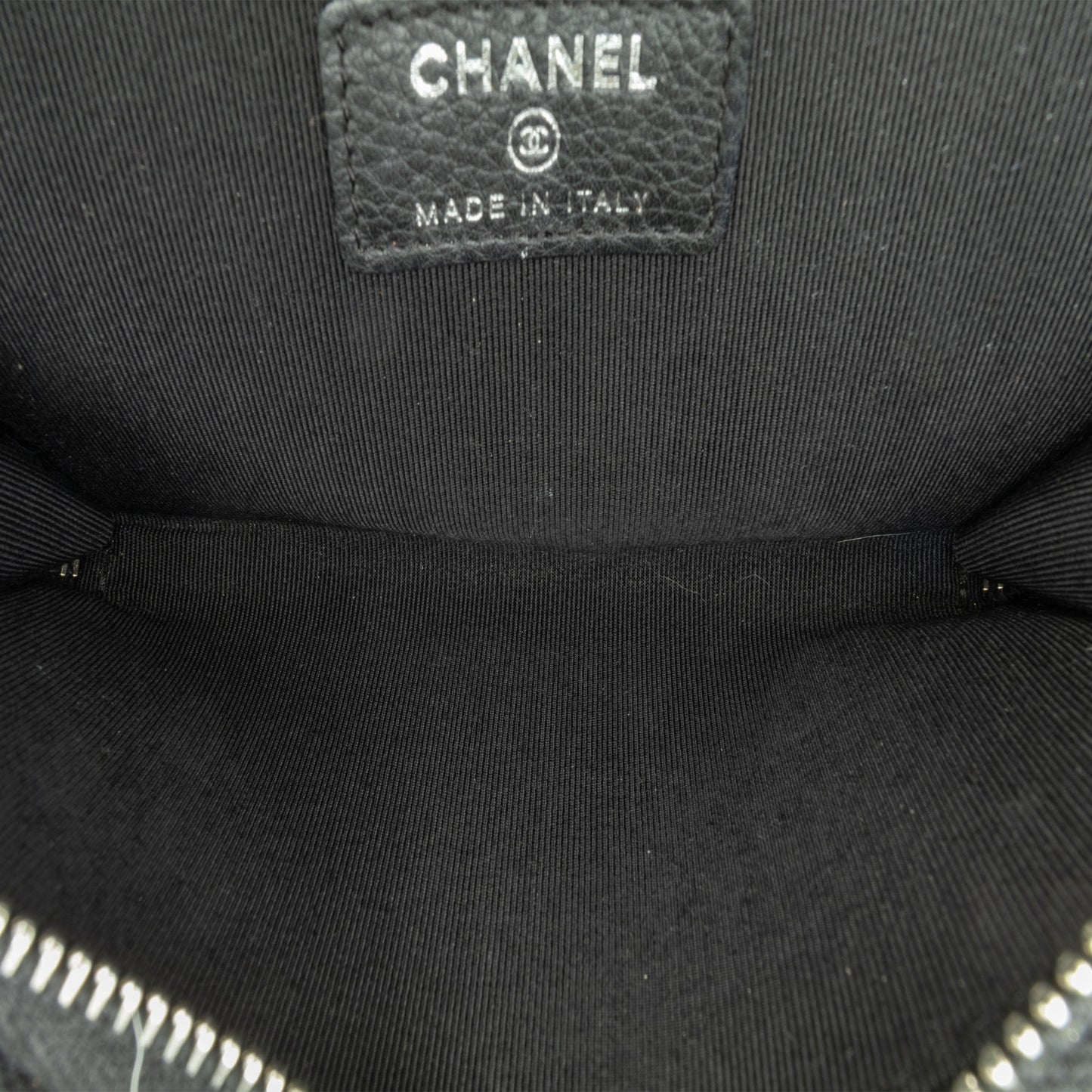 Chanel Bull Leather Studded Zip Wallet Black