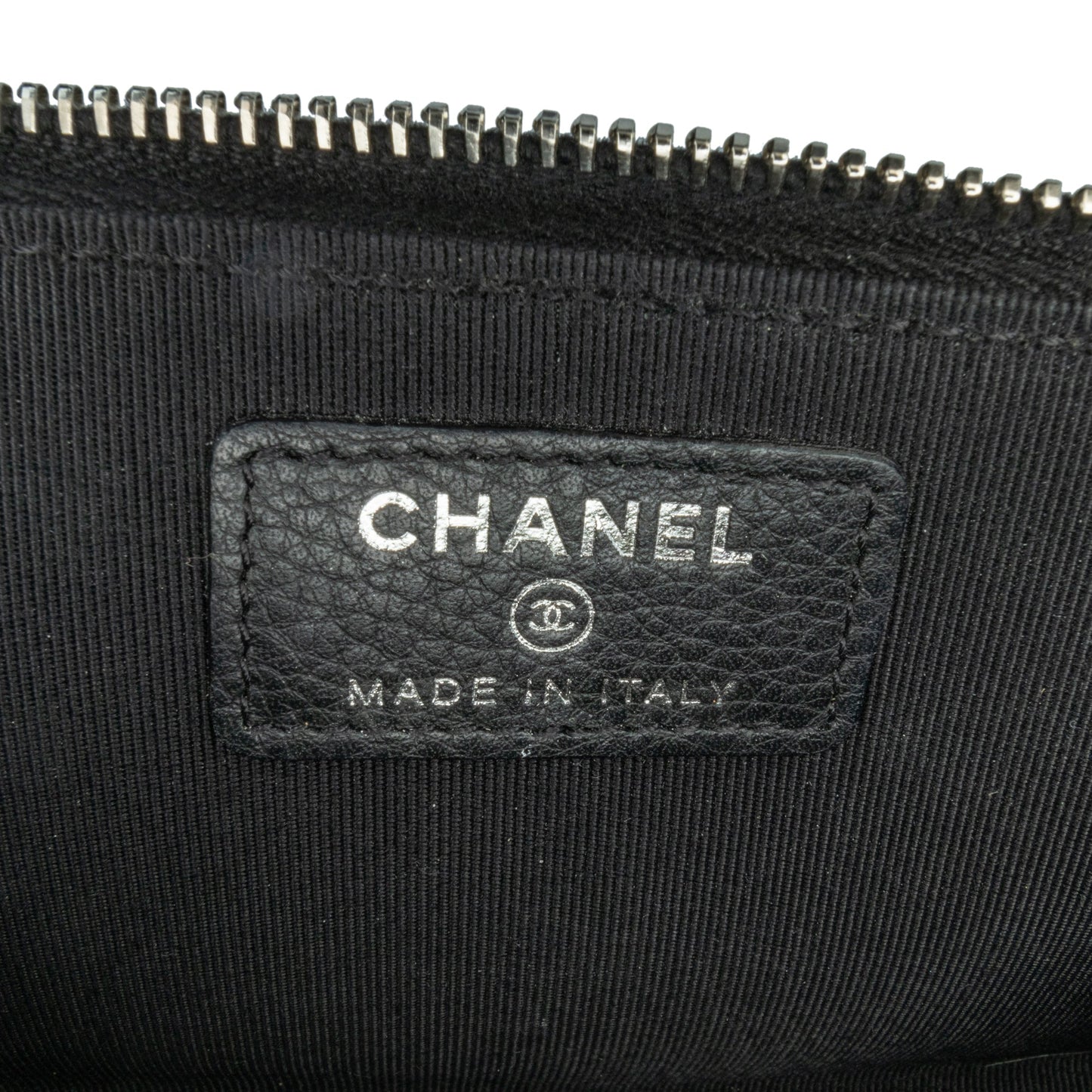 Chanel Bull Leather Studded Zip Wallet Black
