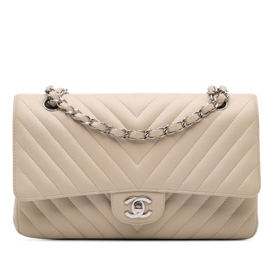 Chanel Medium Classic Chevron Lambskin Double Flap Brown