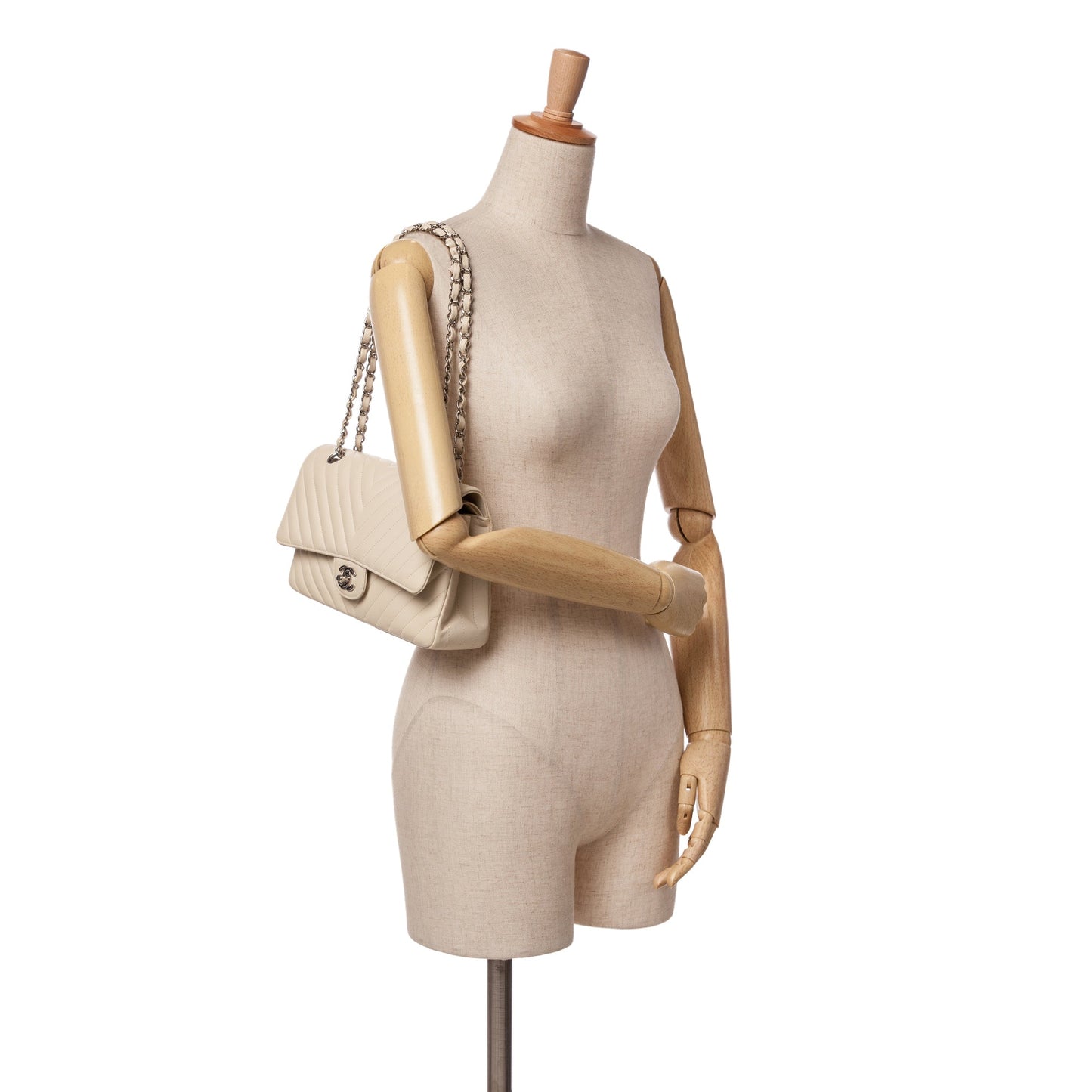 Chanel Medium Classic Chevron Lambskin Double Flap Brown