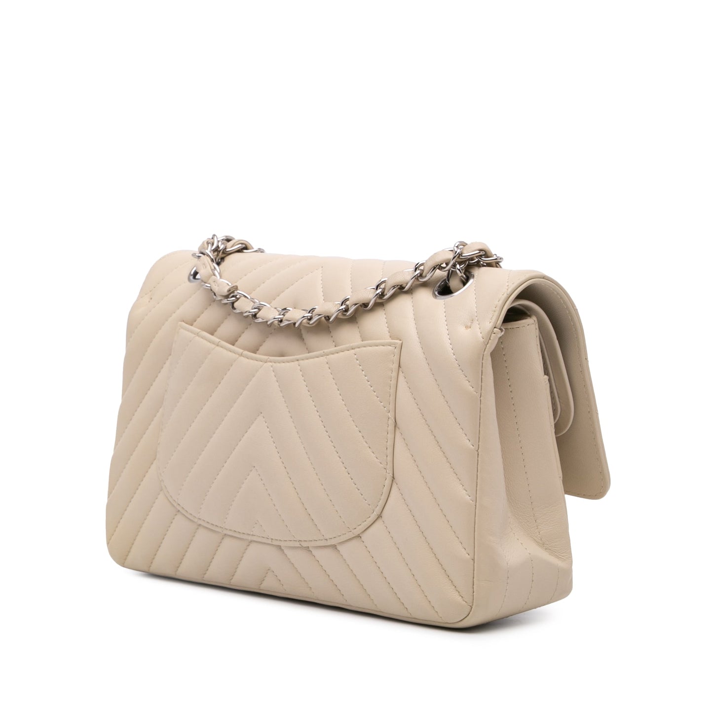 Chanel Medium Classic Chevron Lambskin Double Flap Brown