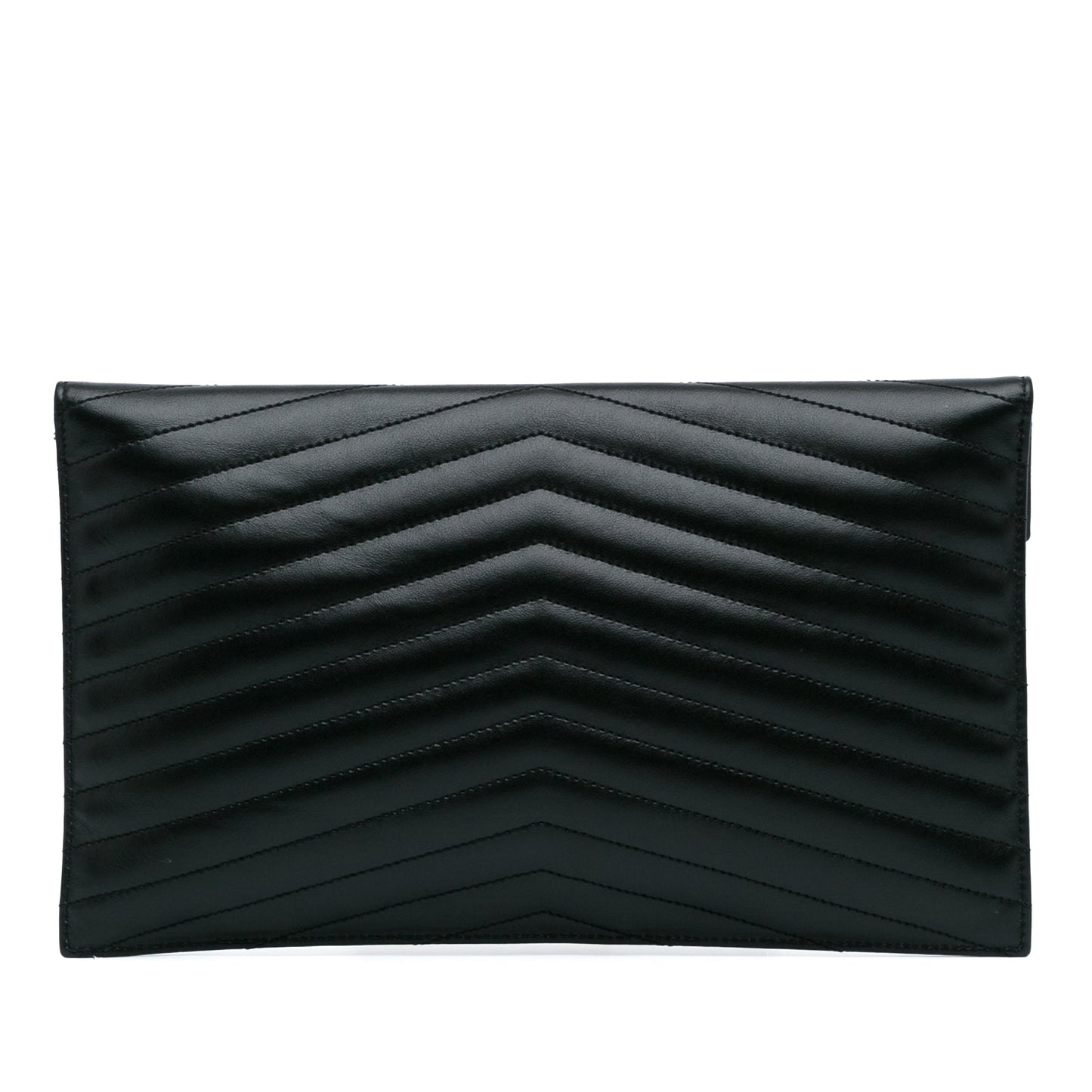 Saint Laurent Chevron Monogram Uptown Clutch Black