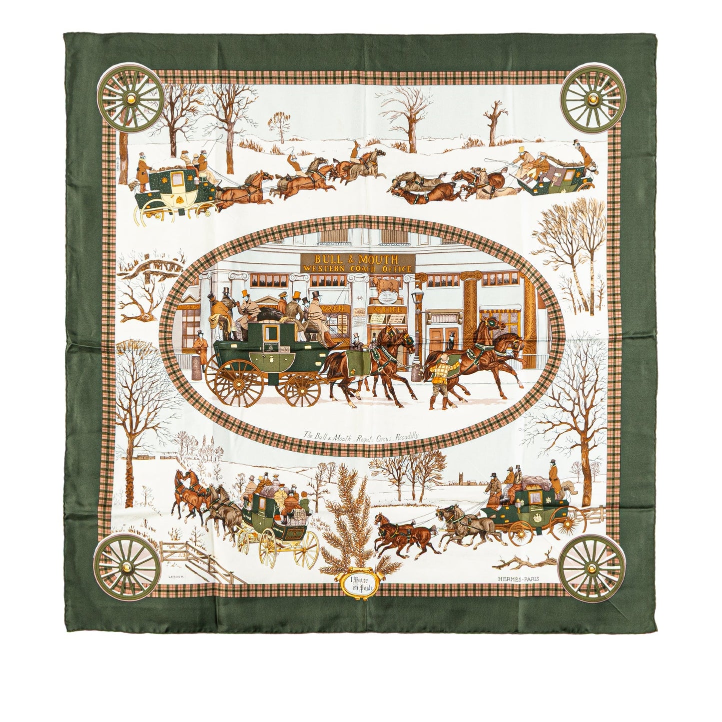 Sattars  Hiver En Poste Silk Scarf Green